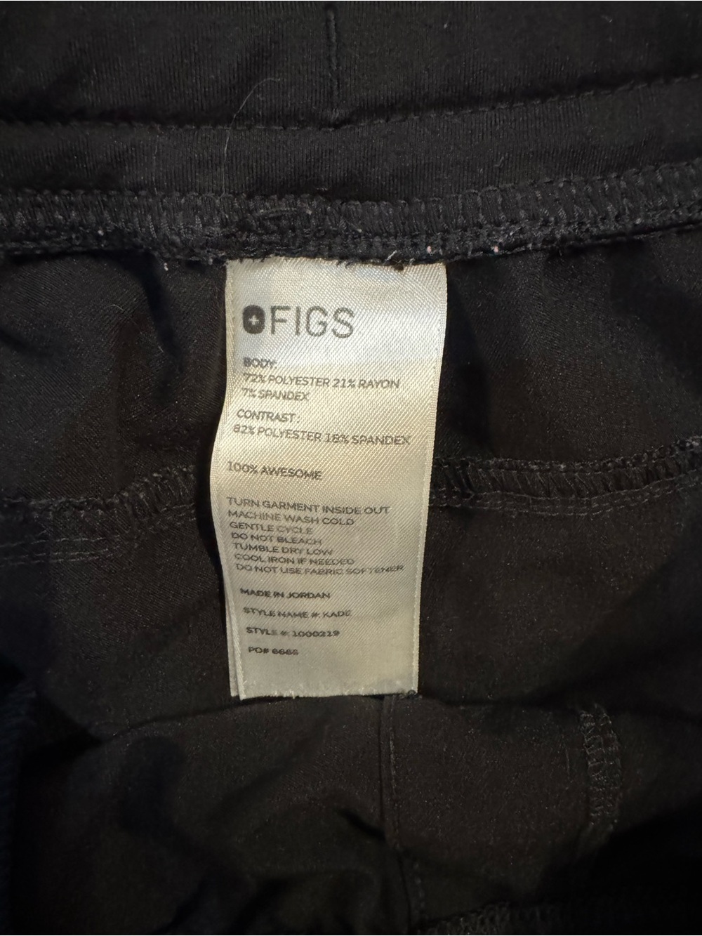Figs Women's Medium Tall Black Kade Straight Leg Scrub Pants - Picture 3 of 3